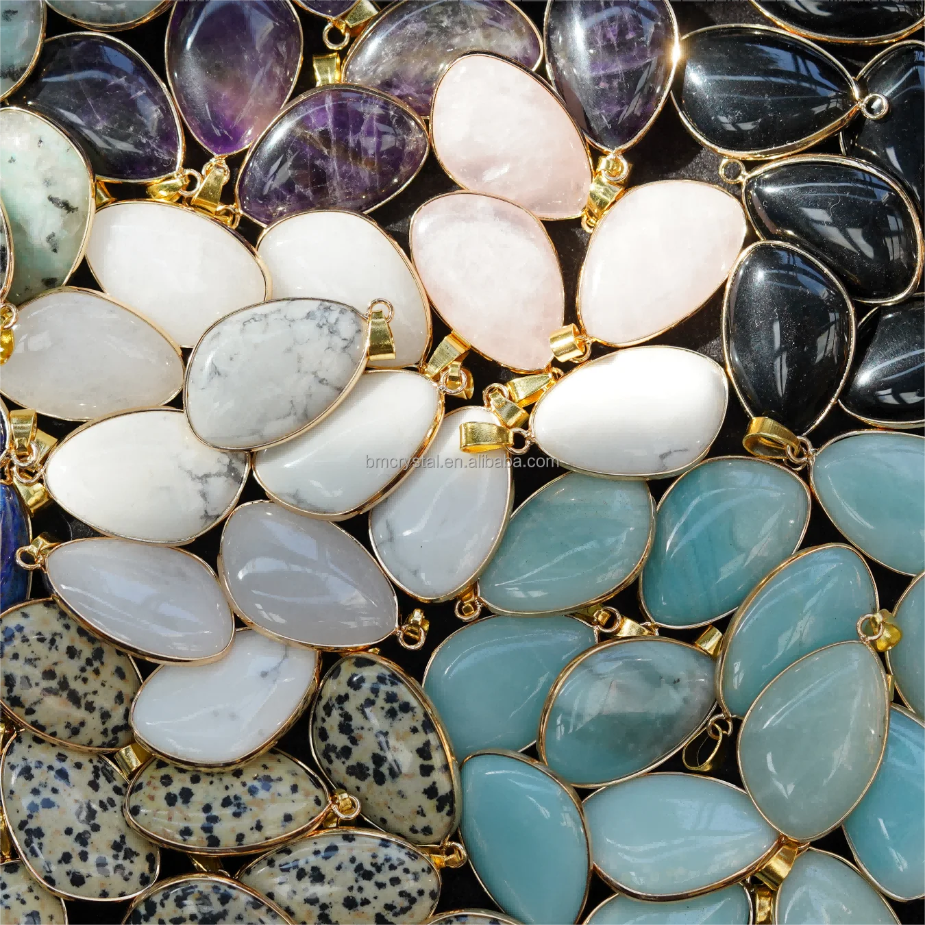 35mm Hot Sale Mixed Crystal Golden Trim Pendant Silver Trim Crystal Pendant