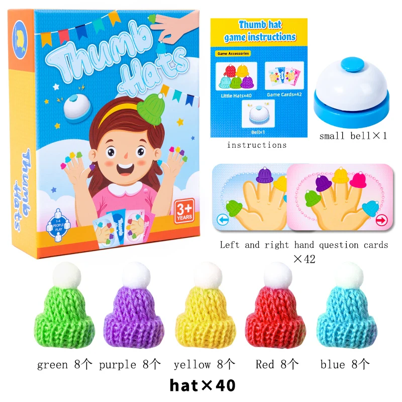 Children Educational Toy Colorful Thumb Hats Game Kindergarten Color Cognitive Parent-child Interactive Board Games for kids boy