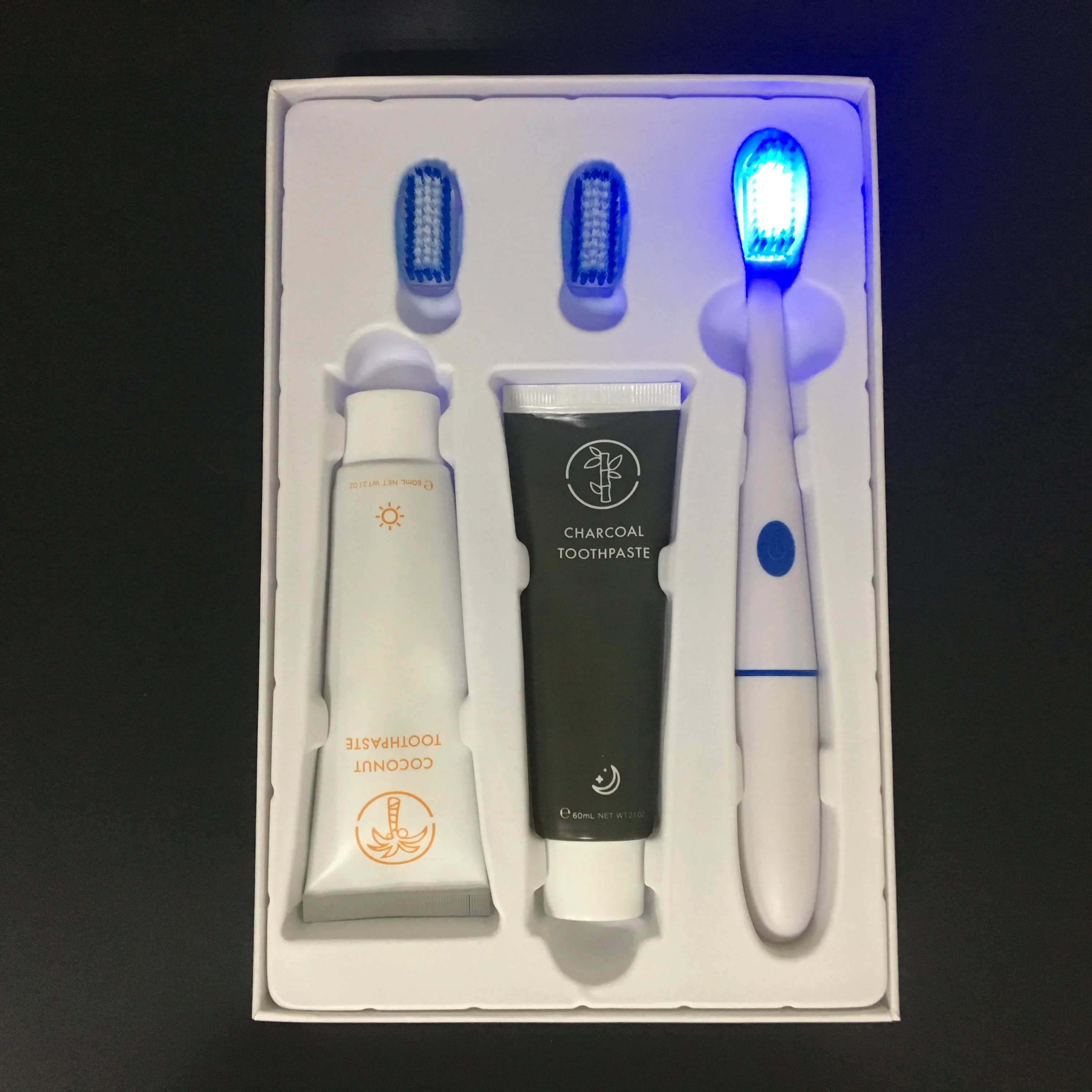 Oral Care Whitening Toothpaste And LED Sonic Toothbrush Pack Teeth Whitening Kit