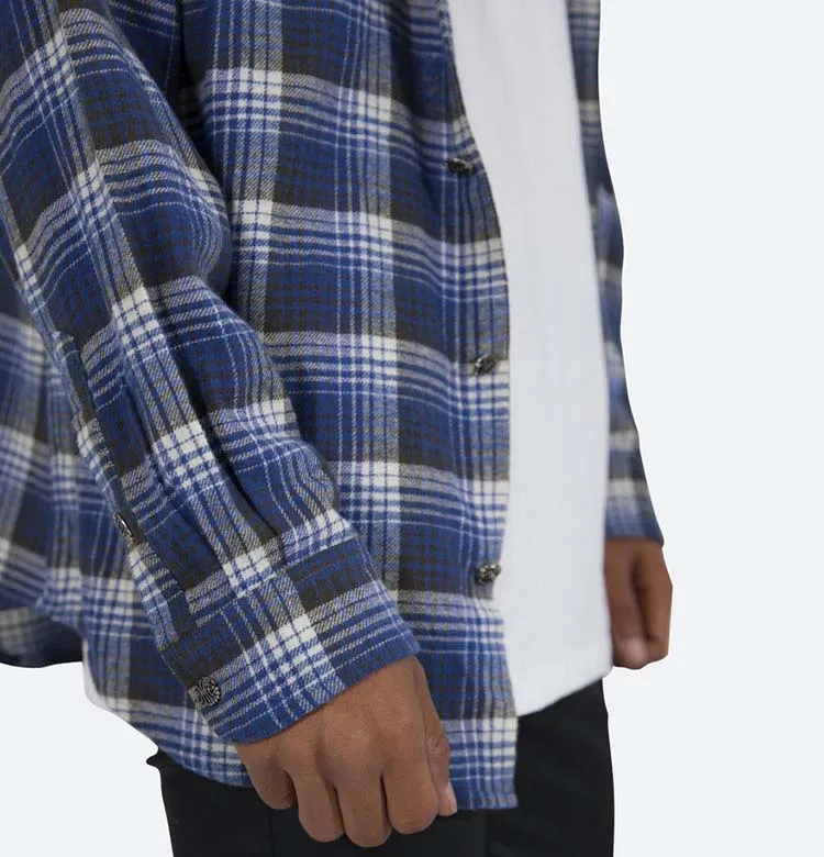 Shirt factory custom 100% cotton long sleeve wholesale plaid flannel shirt men