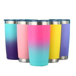 20 OZ Hot Selling Car Travel Mug Double Wall Stainless Steel Vacuum Insulator Powder Coating Tumbler Coffee Cups with Lids