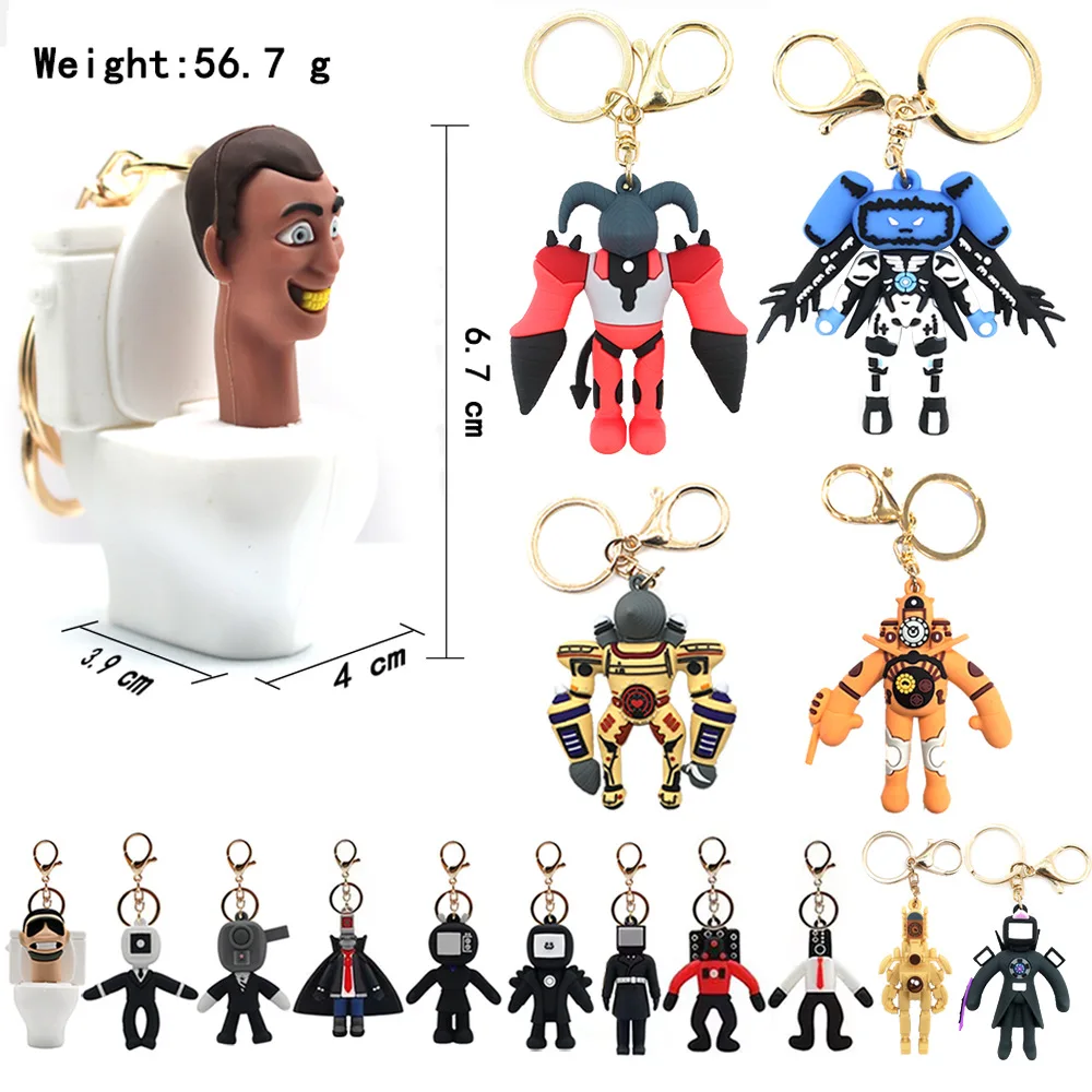 Toilet Man Doll Keychain Simulated Cameraman Game Peripheral Backpack Hanging Pendant