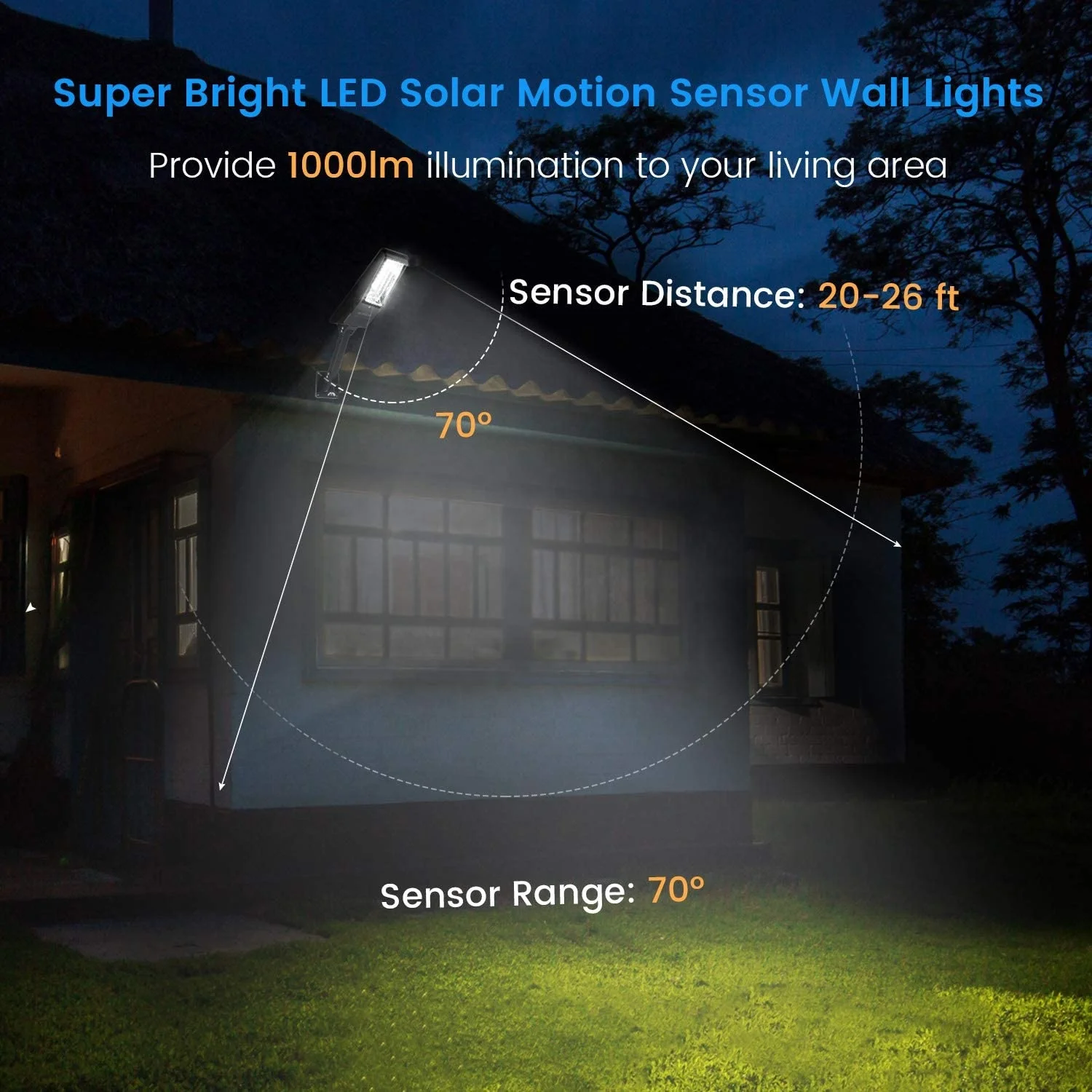 JACKYLED 1000LM Motion Sensor garden security outdoor led solar outdoor lighting wall lights