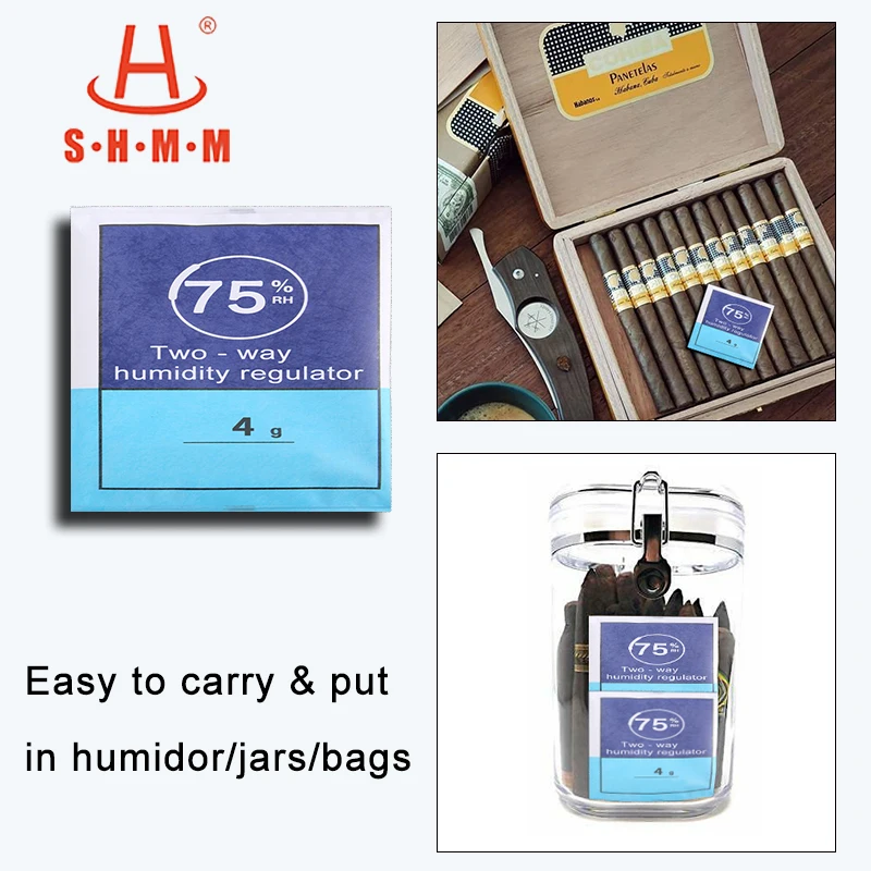 
RH75% two way natural fiber moisture humidity control stabilizer bag pack tablet 4g for cigar humidor tobacco cigarette cuban 