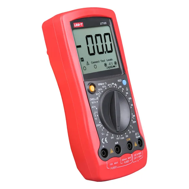 UNI-T UT105 Digital Multimeters Handheld Automotive Multi-Purpose Meters DC Ammeter AC & DC Voltmeter Resistance + Test Lead
