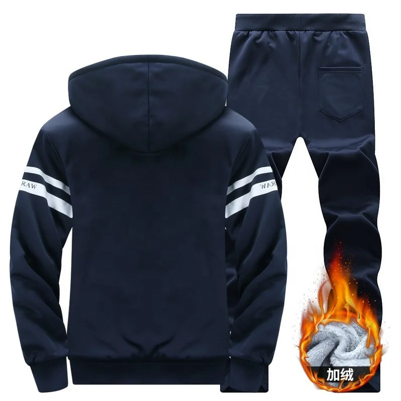 Wholesale 2023 thicken plus velvet with Soft Nap Track Suit to Keep Warm Portable Track Suit for Men Zippered Jogging Suit