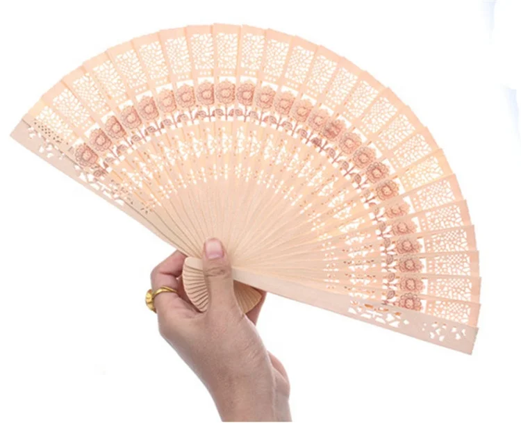 HOT SALE Bamboo Hand Fans Wooden Hollow Carved Wedding Dancing Bridal Party Decor Fragrant Sandalwood Fan