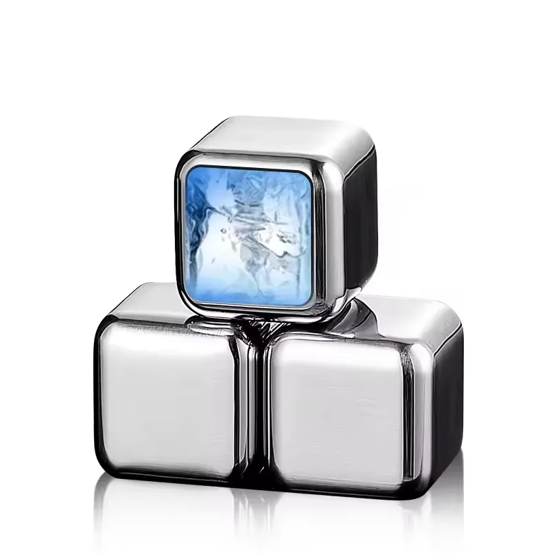 Кубики льда из нержавеющей стали, камни для виски, подарочный набор многоразовых охлаждающих камней с щипцами