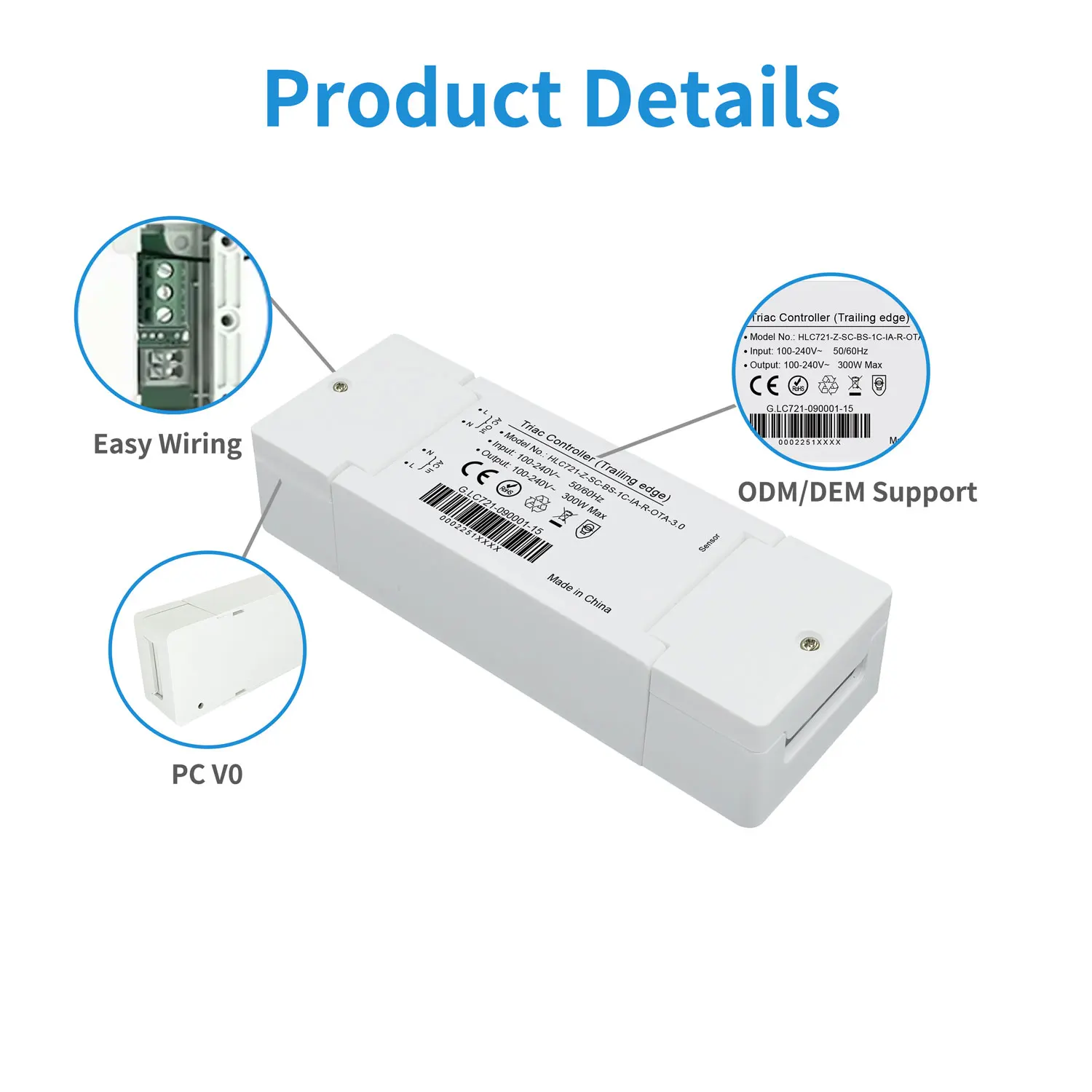 Triac/phase Cut Dimming Constant Voltage Led Driver For 1100-240V ac Dimmer Drive Power