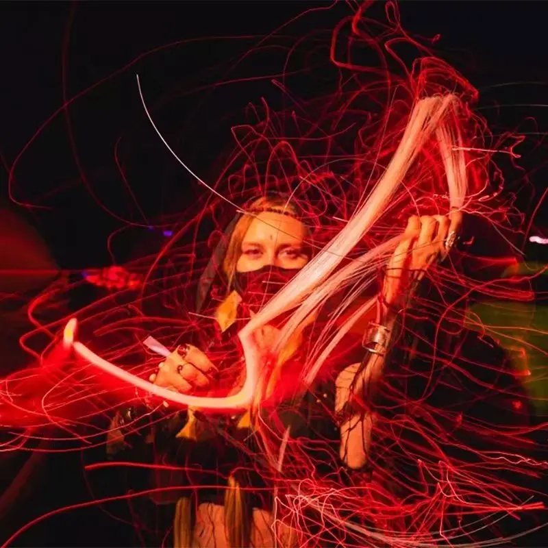 Lightshow Orbital Rave Light Toy Super Bright Up Battery Powered Whips for Show Performance Party LED Fiber Optic