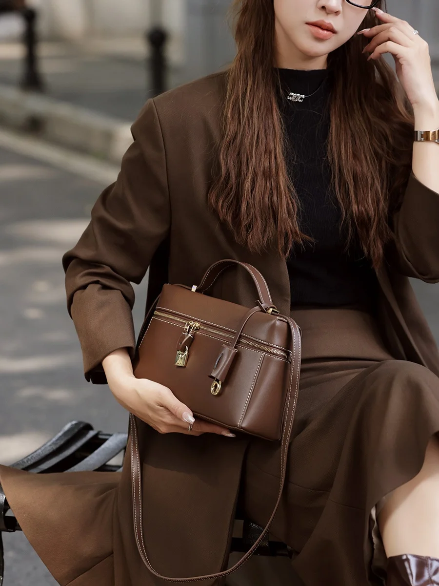 FSR171 2024 Trendy Brand Design Handbag For Women Luxury Lock Key Purse Bag High Quality Genuine Leather Shoulder Bag