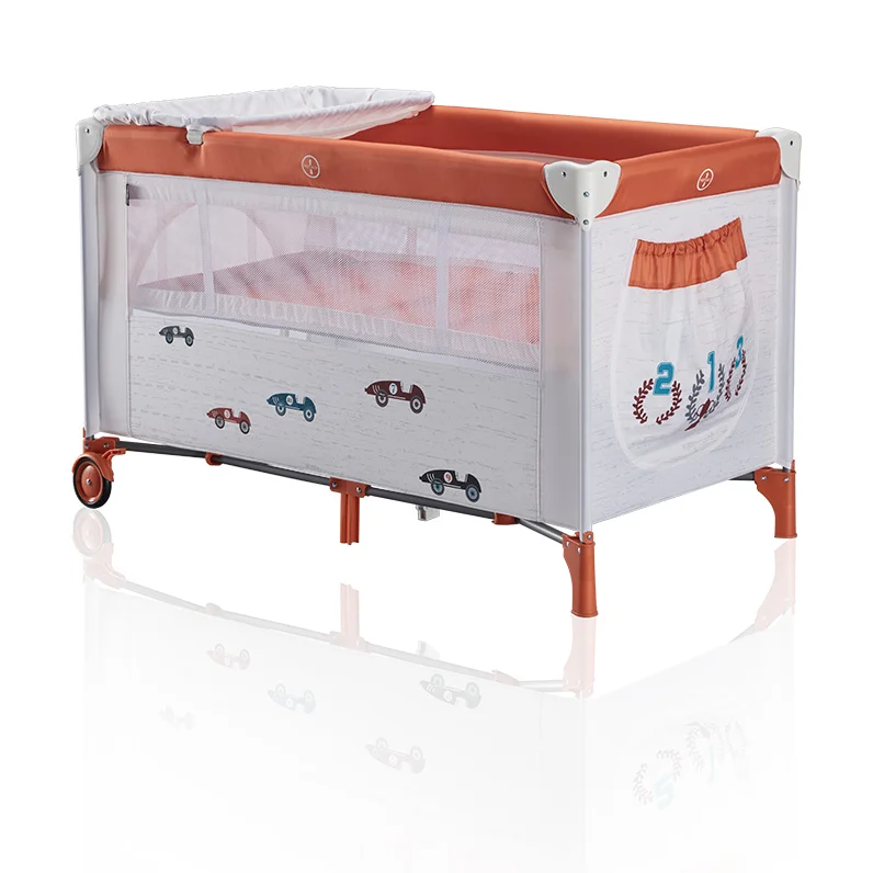 Children Playpen Baby Crib Newborn Simple Foldable Kids Playyard Bed Portable Baby Bed Metal European Wholesale Baby Cribs