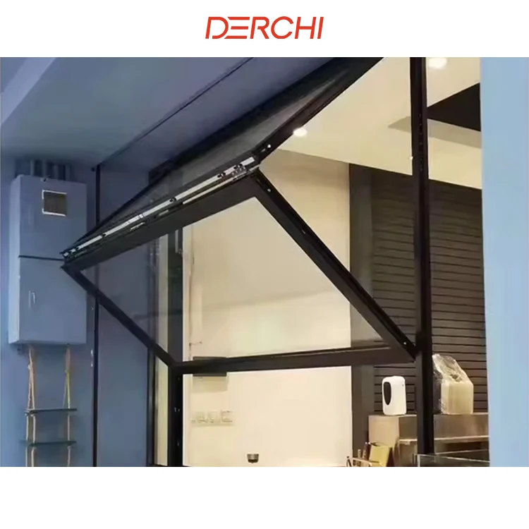 DERCHI black bifold folding window aluminium folding window exterior aluminum bi folding glass window