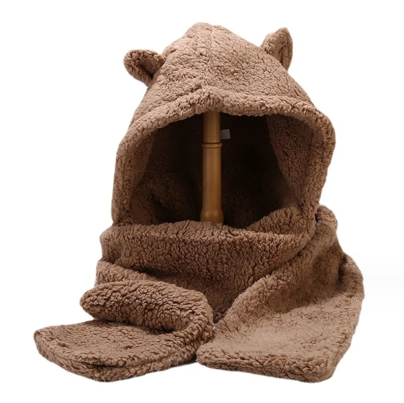 Женская зимняя теплая Пушистая Шапка-шарф