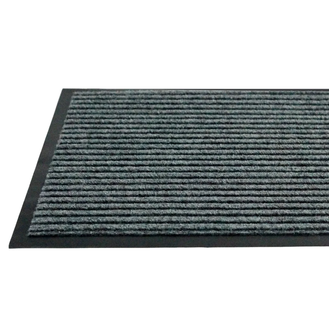 High quality design  kitchen striped  black floor mat with pvc backing