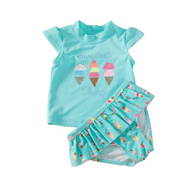 custom nylon spandex plain green summer swimming baby girl swim suits