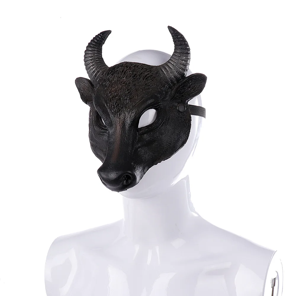 Halloween Easter Carnival Party Half Face PU Foam 3D Realistic Animal Buffalo Bull Head Mask