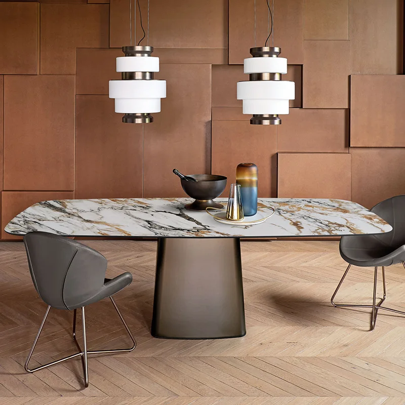 
Wayfair minimalism golden fancy stone slate dining table Luxe furniture 220cm long dining table 