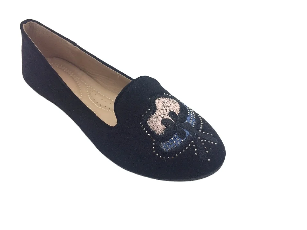 New Women Embroidering Shallow Mouch Tip Flat Boat Shoes