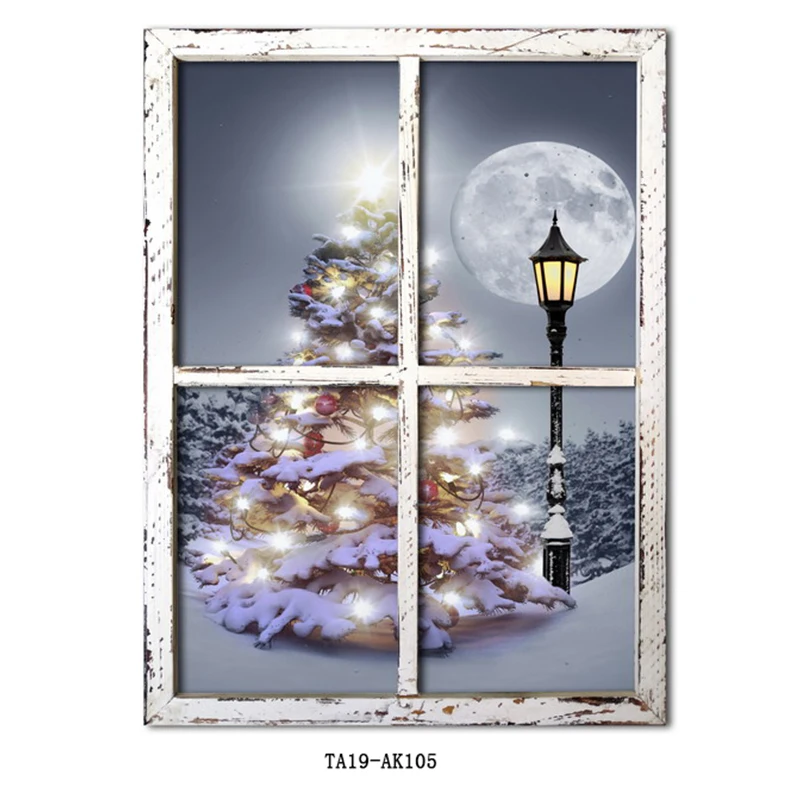 custom Wall Painting Led Canvas Painting for Home Christmas Decoration Car Cross Framed Art Flower Safe Christmas Tree Red