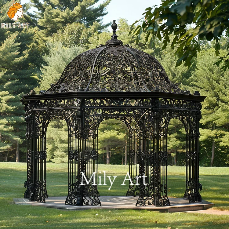Hot Sale Outdoor Garden Large Metal Pavilion with Iron Dome Cast Iron Gazebo