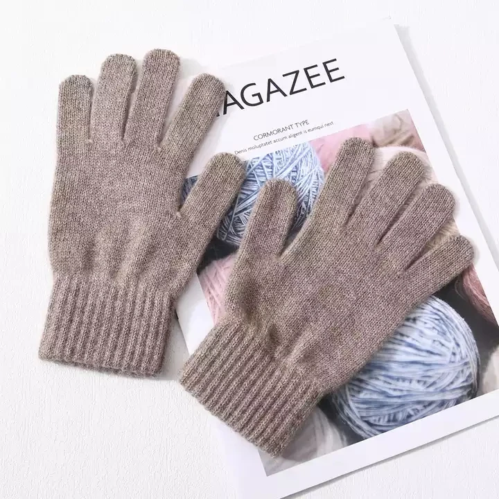 Lightweight Soft Full Finger Mittens Elastic Custom Logo Warm Winter Women 100% Pure Cashmere Gloves