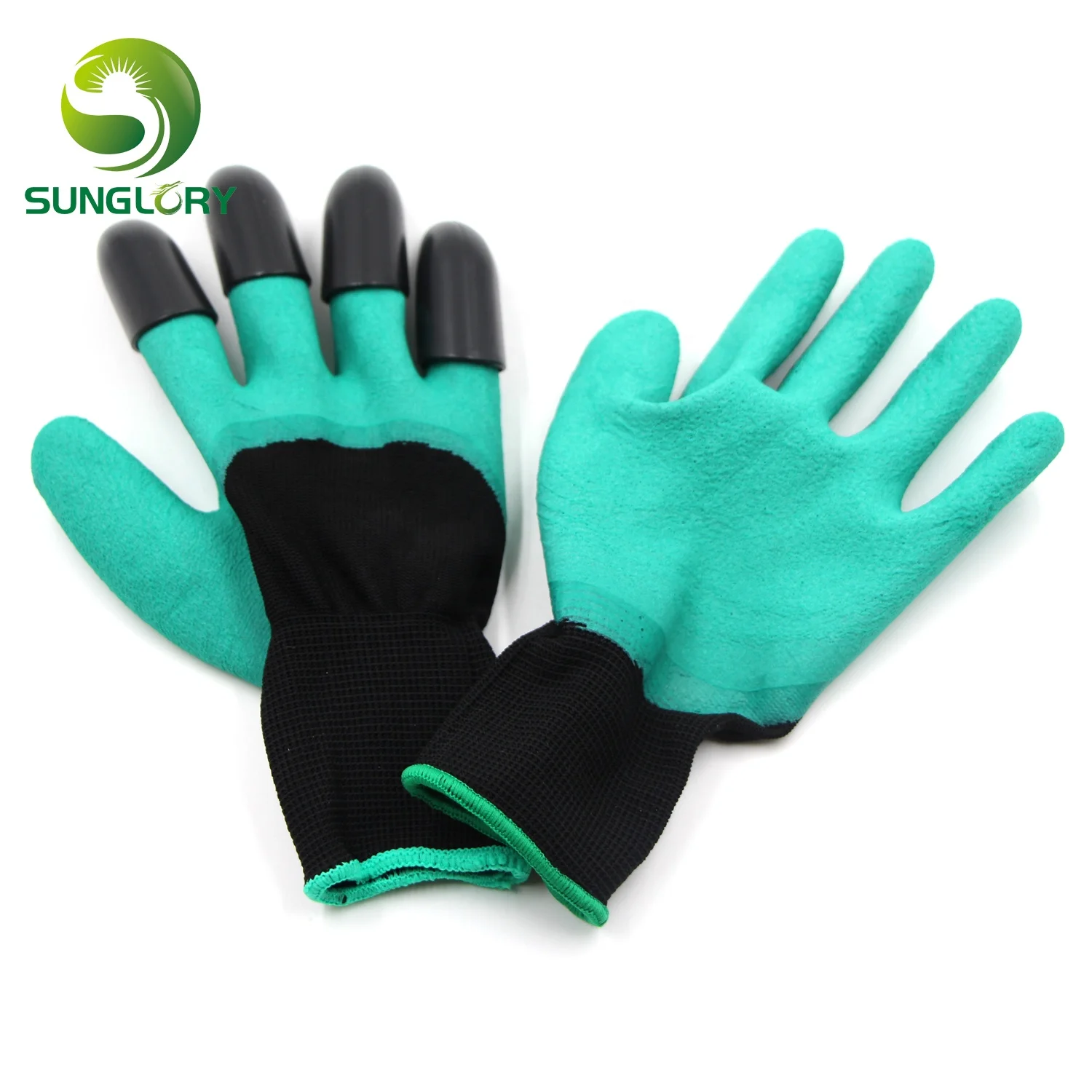 1 Pair Garden Gloves Rubber Polyester Builders Garden Household Safety Work Gloves Gardening Latex Dig 4 ABS Plastic Claws