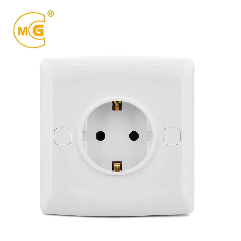 White 1 Gang Plug Socket 16A Type F German Schuko Socket Outlet 250V