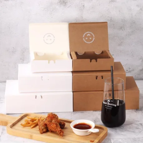 Wholesale fried chicken food kraft paper box oil-proof packaging box