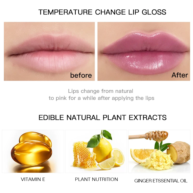 Pudaier Mini  Color Changing Lipgloss Private Label Clear Lips Plumper Oil  Glitter Lip Gloss