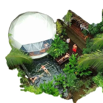 5m Diameter New Design Outdoor Luxury Camping PVC Living Room Glamping Dome Resort Tent Hotel