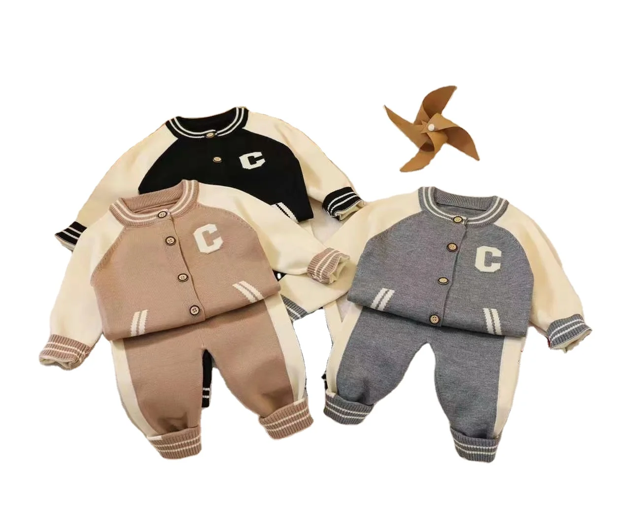 2023 Fashion Spring Newborn Children 2pcs Outfits Solid Color Baby Clothes Set