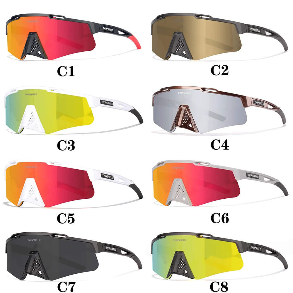 2022 New Brand TWINSHIELD Running Glasses UV400 Sports Sunglasses Mountain Bike Riding Road Sports Sun glasses