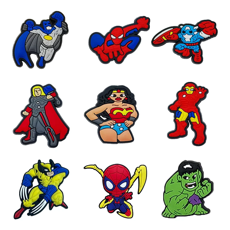 Wholesale super hero shoe accessories alloy shoe buckle metal decoration Marvel Spider-Man Shoe Charms for croc clogs