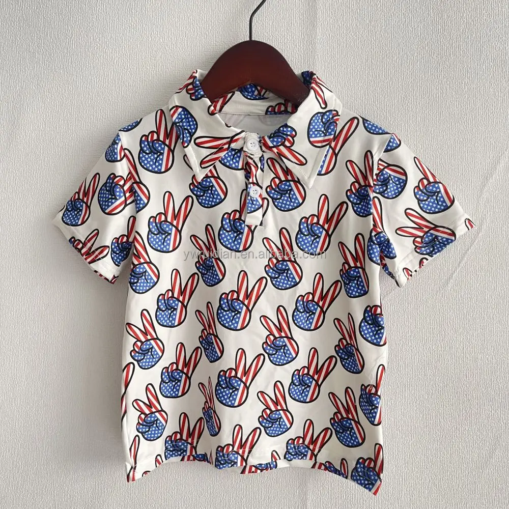 Yiwu Ruidian Boy New Design POLO Shirt Children Wholesale Kids Milk silk US pattern Pullover Shirt Girls short sleeve Shirt