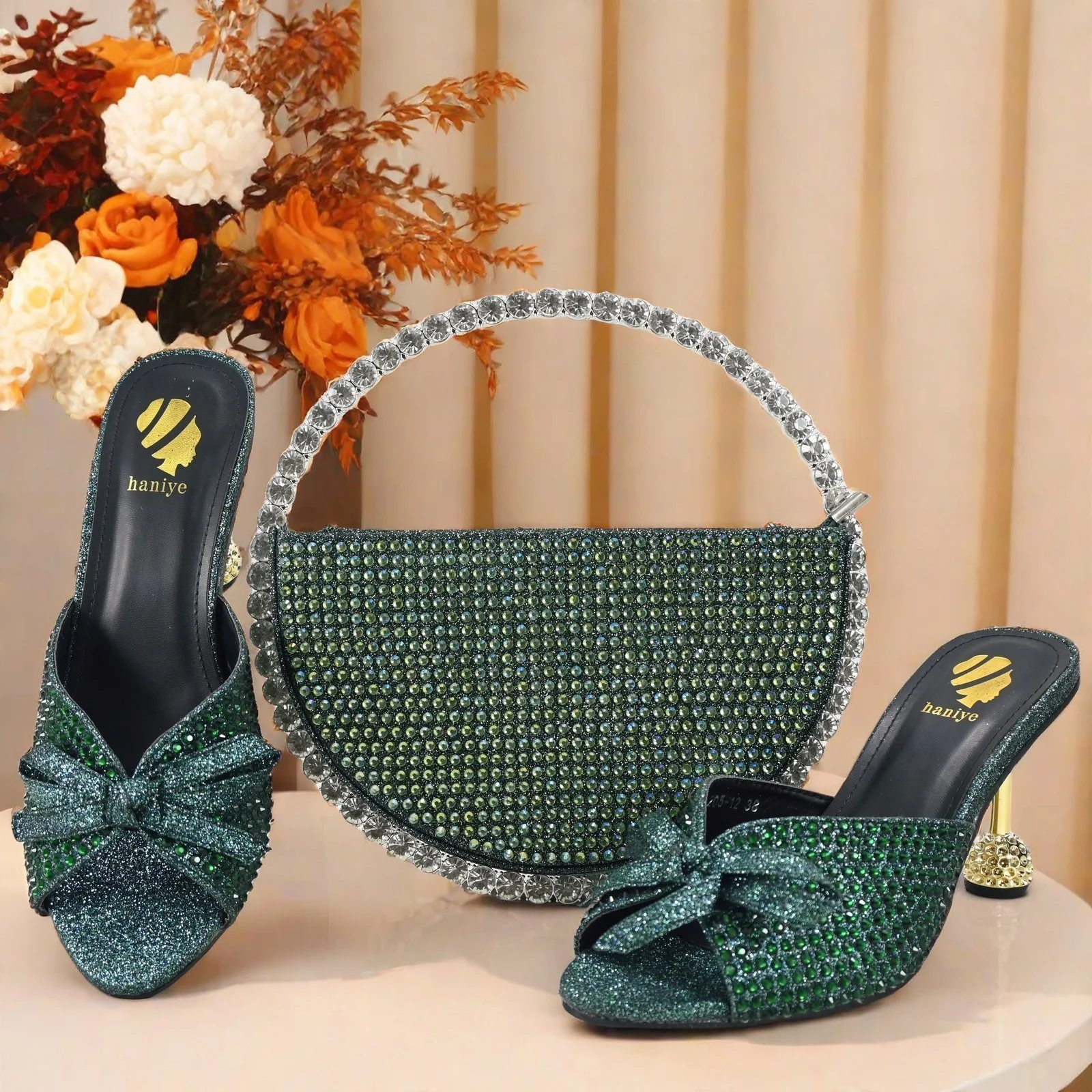 African Italian Party Nigerian Female Shoes Women Ladies Shoe And Bag Purple Set Matching Mature High Heel