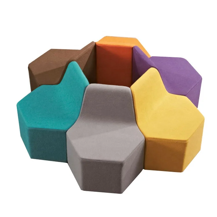 school hospital public Single chair waiting area furniture modern fabric reception stool pouf ottoman Office Modern Sofa