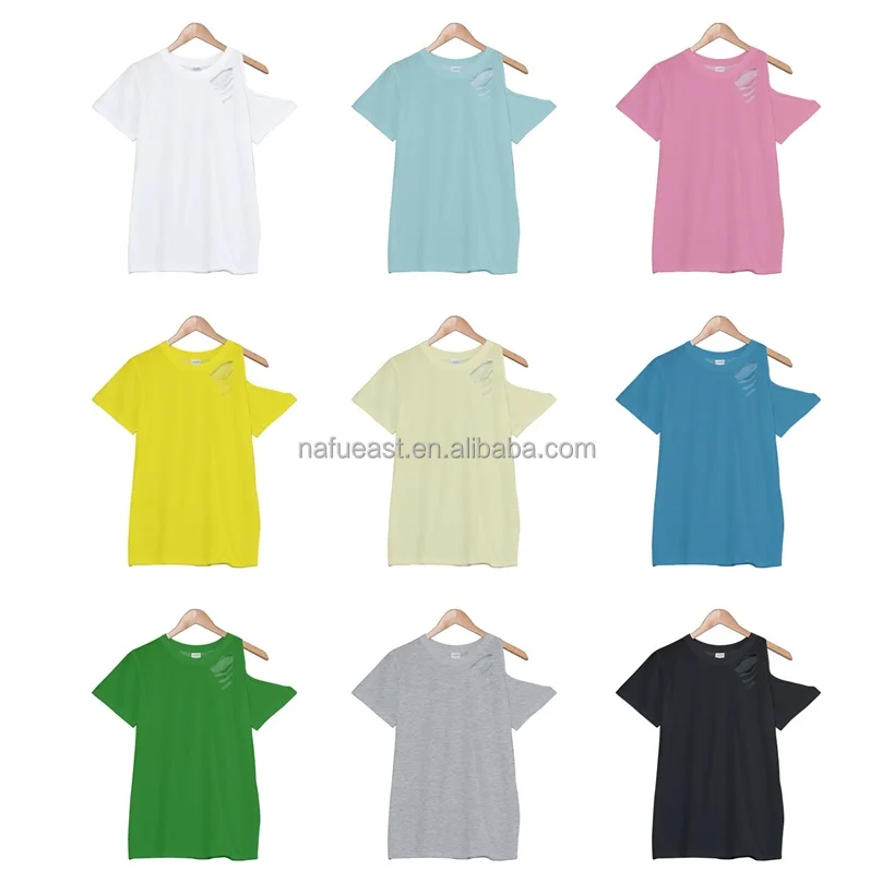 Fashion lady cut out shoulder short sleeve t-shirt