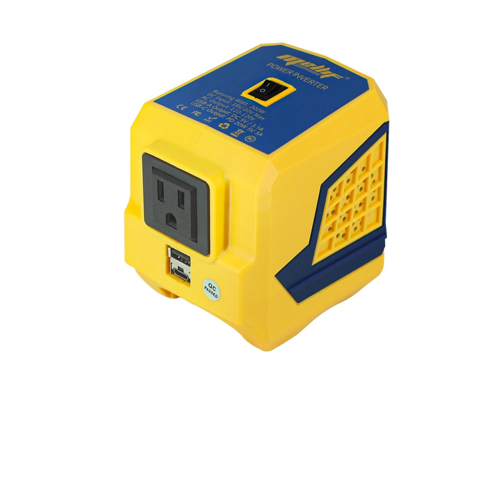 Инвертор/адаптер мощностью 200 Вт для аккумулятора Dewalt 20 В (без аккумулятора) с 2 портами USB светодиодный уличный генерато