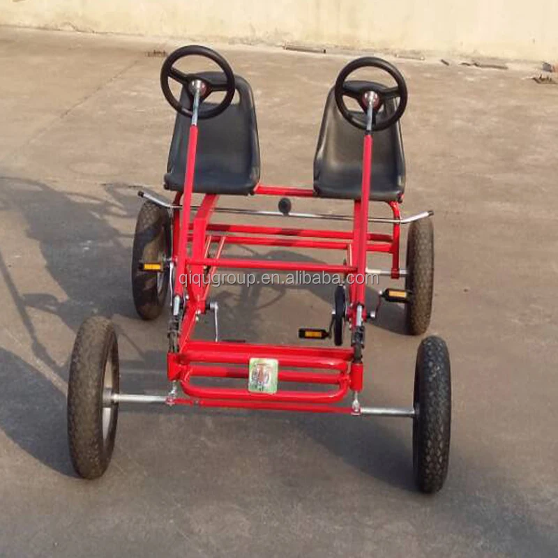Professional supplier factory price four wheel heavy duty double seat pedal cart for adults pedal go karts