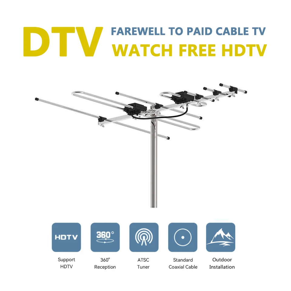 Factory Price Antenna 360 Degree Active Receiver Yagi Telecom Antenna for TV Signal Reception