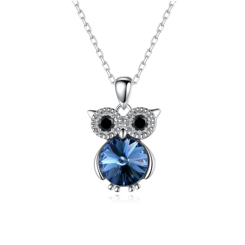 Fine Jewelry 925 Silver Jewelry Crystal Necklaces And Earings Owl Pendant Necklaces Jewelry Sets