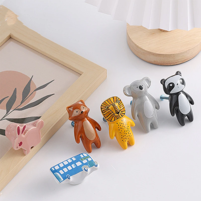 Hoone Creative Childlike Small Animal  Ceramic Cabinet Furniture Handles