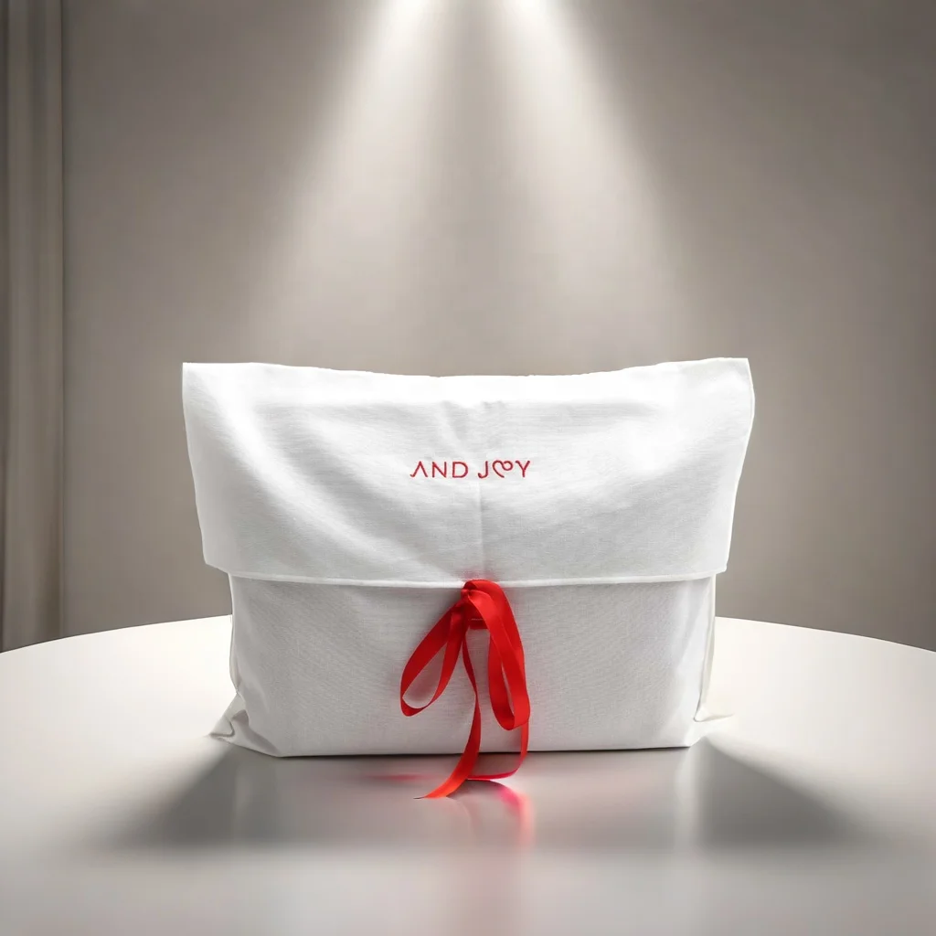 Custom Logo Printed Canvas Envelope Clothes Shoe Dust Bag For Handbag White Soft Envelope Flap Cotton Canvas Gift Dust Pouch