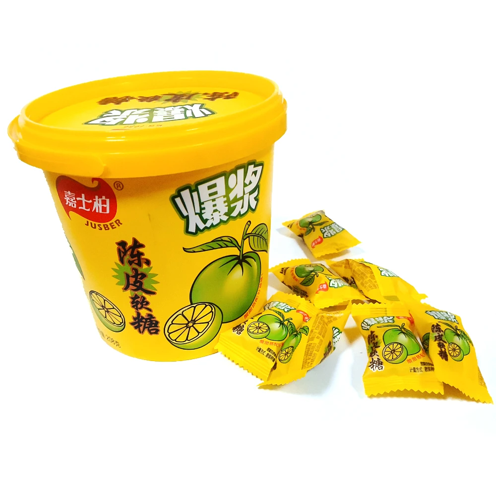 Gummy Ball Sour Candy Exotic Sweets Fruit Jam Filled Gummies Tangerine Peel Flavor Chinese Candy Manufacturers Wholesale 208g