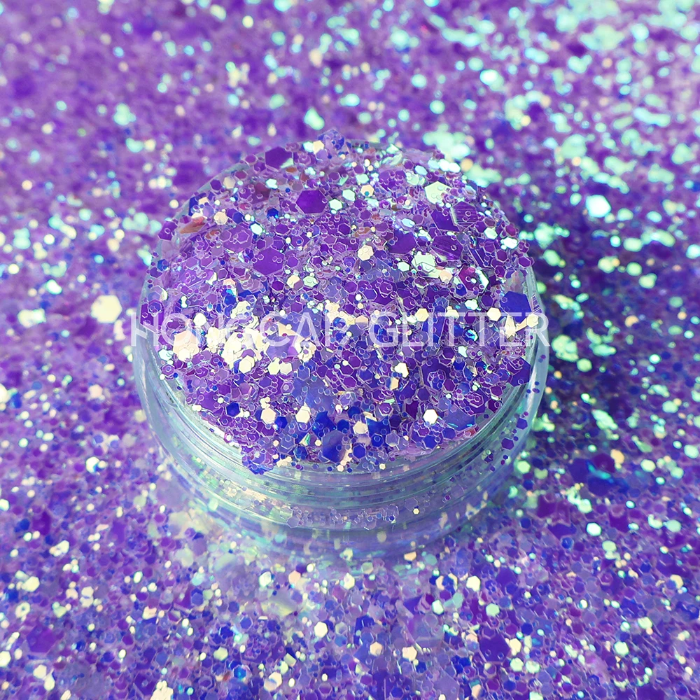 Bulk new colors cosmetic grade nails glitter sparkle fluorescence chunky mix glitter