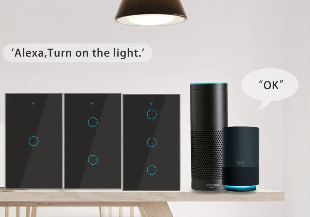No neutral US WIFI Touch Switch Light Switch Smart Life/Tuya App Control 1/2/3 /4 Gang Support Alexa Google Smart Home Sup