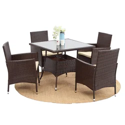 Outdoor Furniture 5 PCS Garden  Patio  Tables And Chairs Wicker Rattan  Coffee table Leisure garden Dinning Table Sets 21.9210