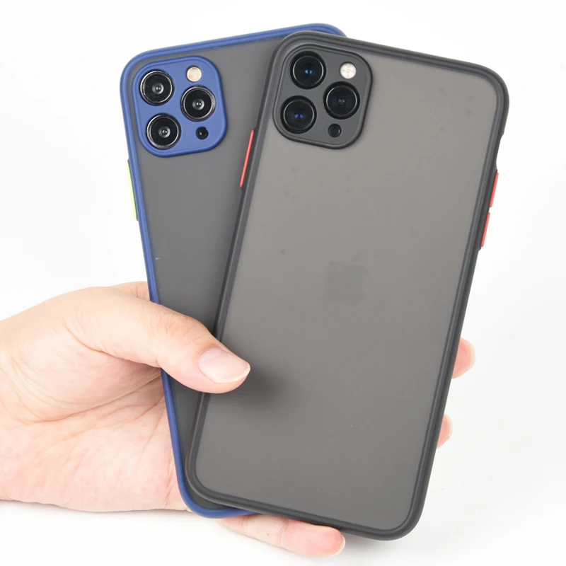 Защитные ТПУ + PC чехлы-бампер для iPhone 11 Pro Max XR XS X 8 7 матовый прозрачный противоударный чехол задней