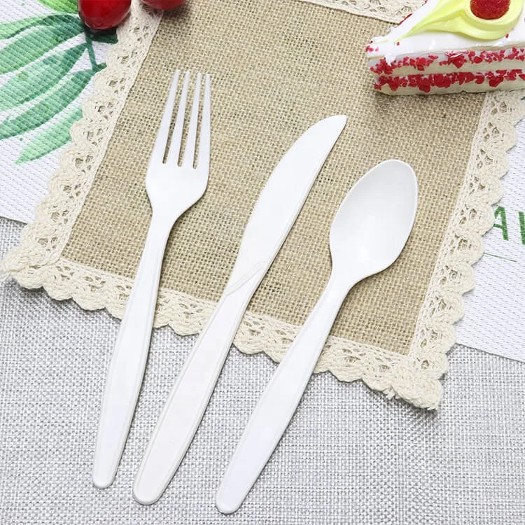 Hot Sale Stocked Cheap Price Biodegradable Disposable Cornstarch Plastic Cutlery Knife Fork Spoon